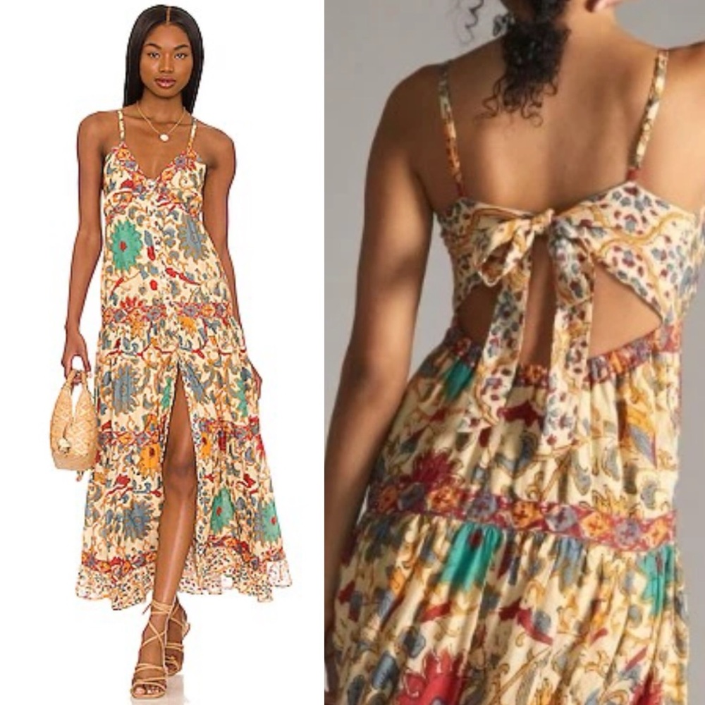 🆕 LOVE THE LABEL ✨ REVOLVE floral boarder print cotton maxi dress | Sz S